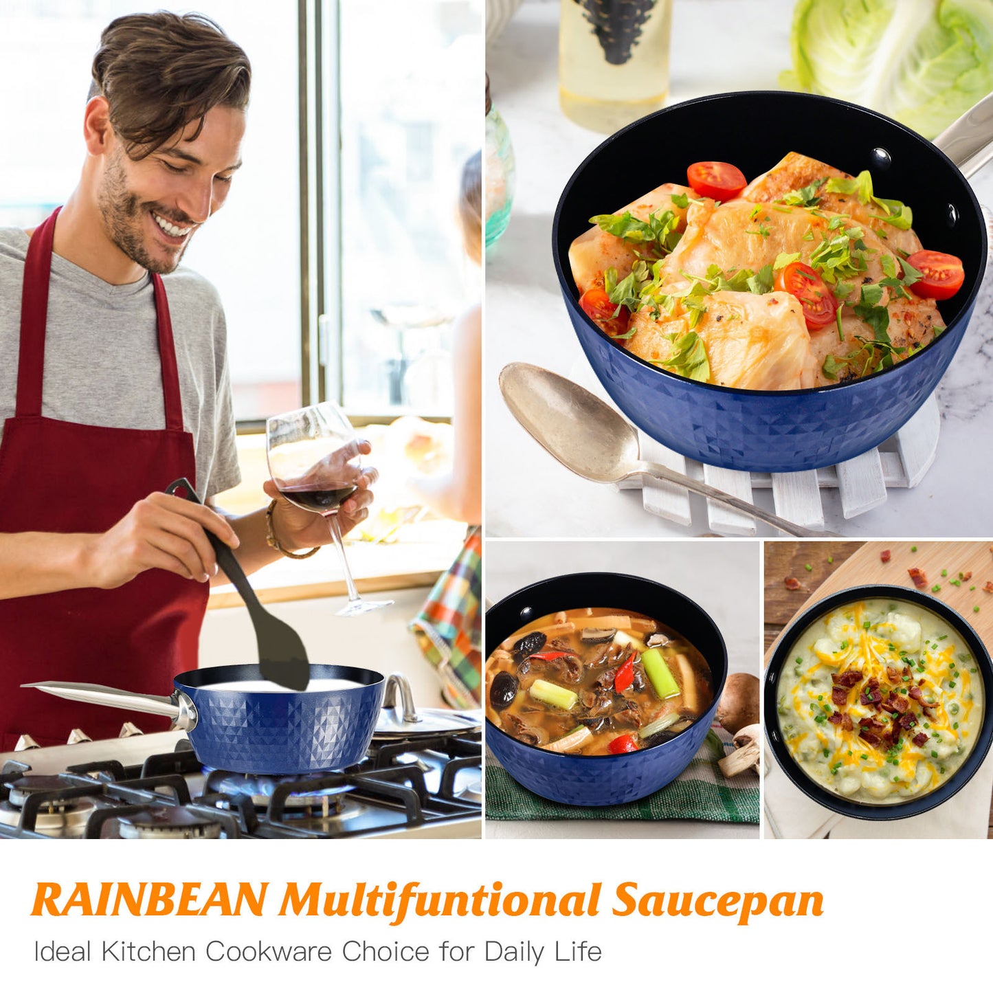Induction Saucepan With Lid, 20cm 1.8L Milk Pan Non Stick Saucepan, Aluminum Ceramic Coating Cooking Pot - PFOA Free With Stainless Steel Handle, Suitable For All Hobs Types, Amazon Banned