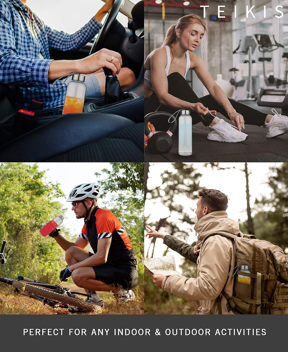 Glass Water Bottles 6 Pack - 18 Oz Clear Glass Bottles with Caps and Nylon Protective Sleeves - Glass Juice Bottles for Juicing - Reusable Glass Bottle for Water, Smoothie, Beverage