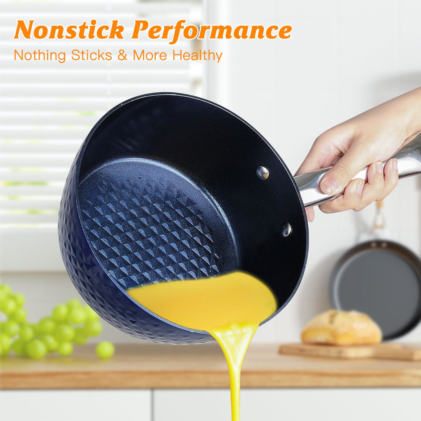 Induction Saucepan With Lid, 20cm 1.8L Milk Pan Non Stick Saucepan, Aluminum Ceramic Coating Cooking Pot - PFOA Free With Stainless Steel Handle, Suitable For All Hobs Types, Amazon Banned