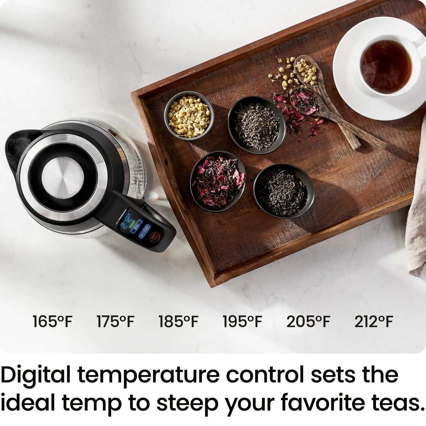 Lightning 1.8L Custom-Temp Electric Kettle, 1750W with Tea Infuser - Stainless Steel