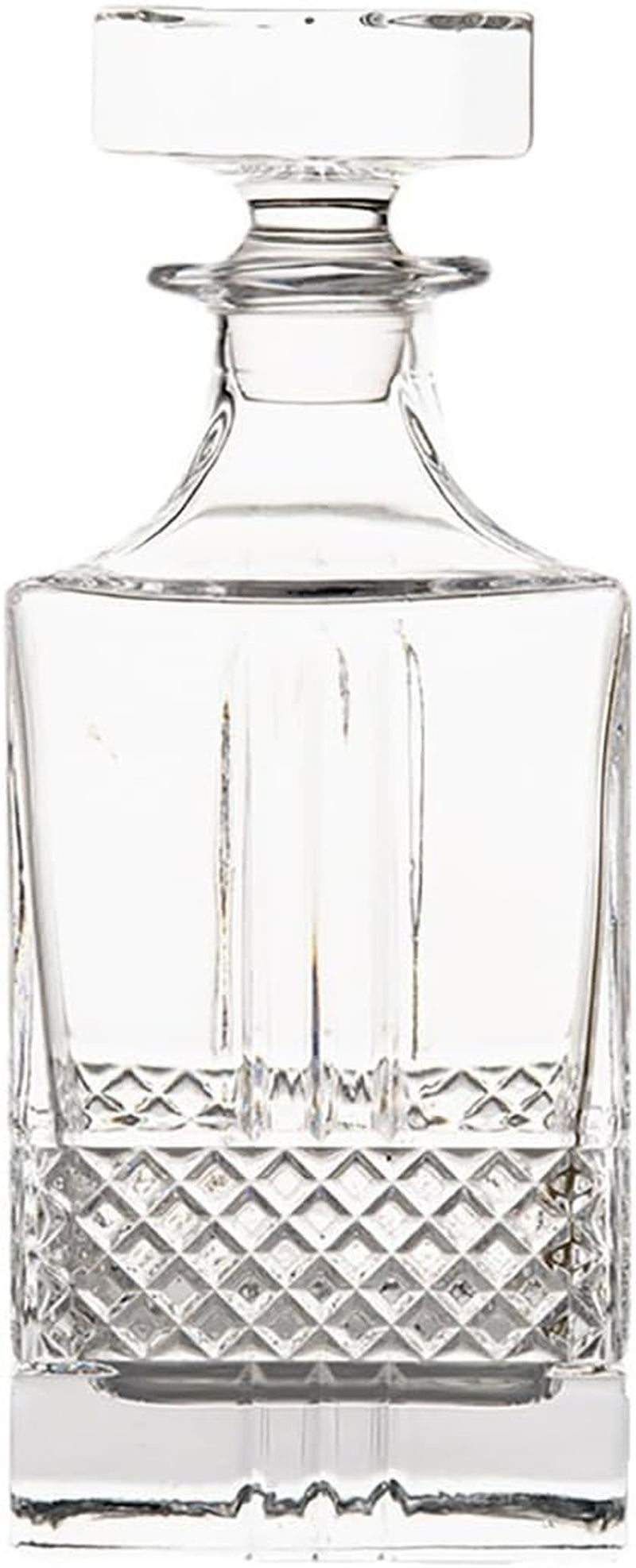 Whiskey Decanter with Sealed Irregular Stopper,Novel Lead-Free Crystal Glass Bottle,Gift for Friends,Glass Decanters for Vodka,Wine, Liquor,Juice and Water(Carved Strip)
