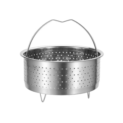Stainless Steel Food Steamer Basket with Silicone Handle Rice Pressure Cooker Steaming Grid Drain Drainer Cooking Utensils