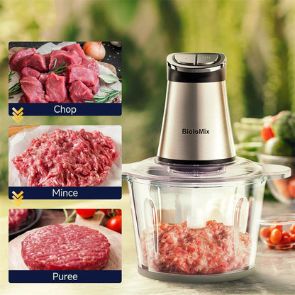 [EU Direct]  Mini Electric Food Chopper 300W Food Processors with 2 Bowls, Meat Grinder 4 Bi-Level Blades, for Baby Food, Meat, Onio Processing