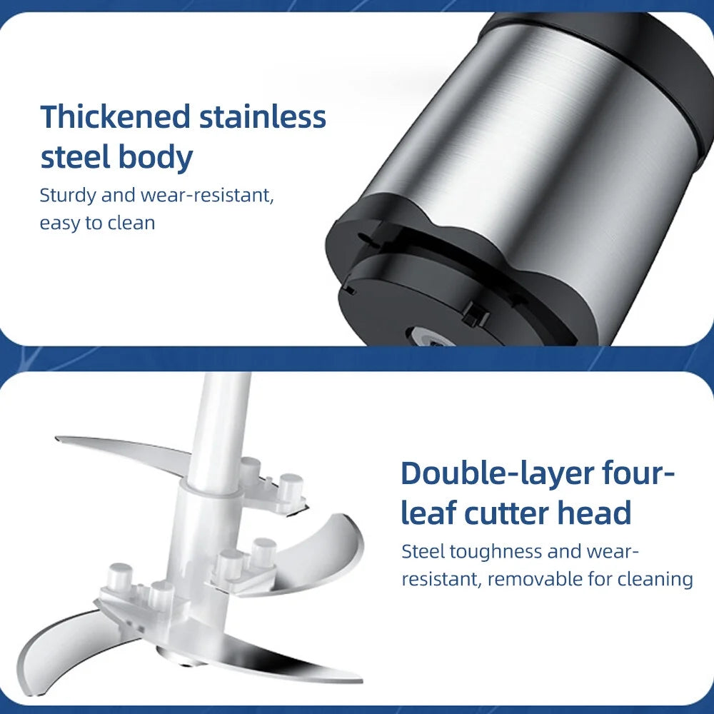 Electric Food Grinder 8Cup Large Household Capacity Stainless Steel 2 Gears 250W High Power Kitchen Cooker Blender