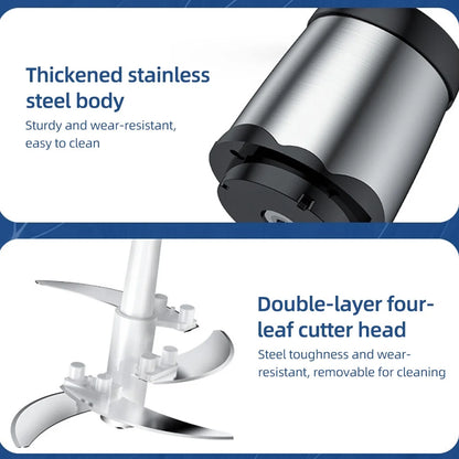 Electric Food Grinder 8Cup Large Household Capacity Stainless Steel 2 Gears 250W High Power Kitchen Cooker Blender