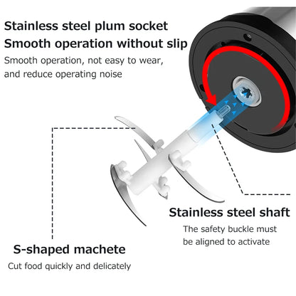 Electric Food Grinder 8Cup Large Household Capacity Stainless Steel 2 Gears 250W High Power Kitchen Cooker Blender