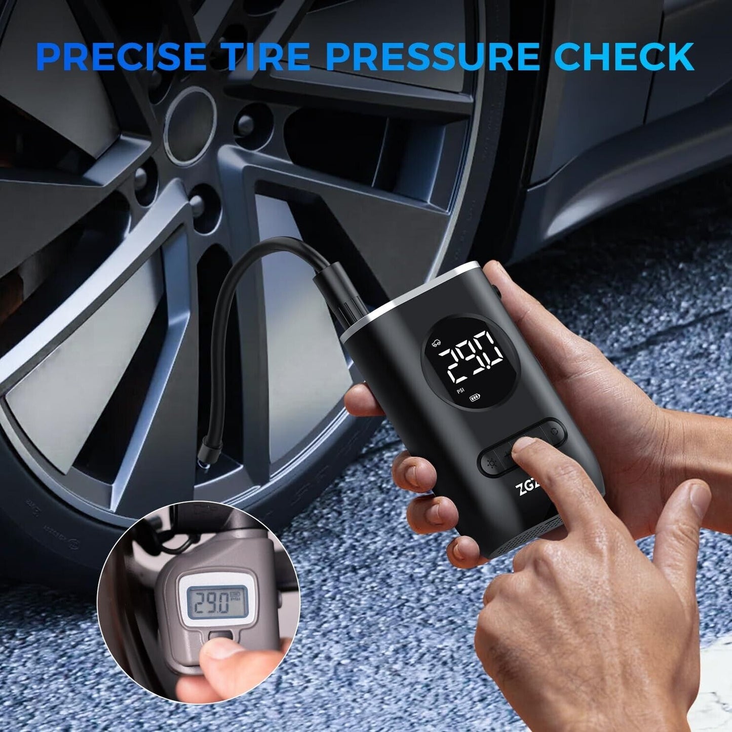 Tire Inflator Portable Air Compressor - 150PSI Cordless Air Pump for Car Tire...