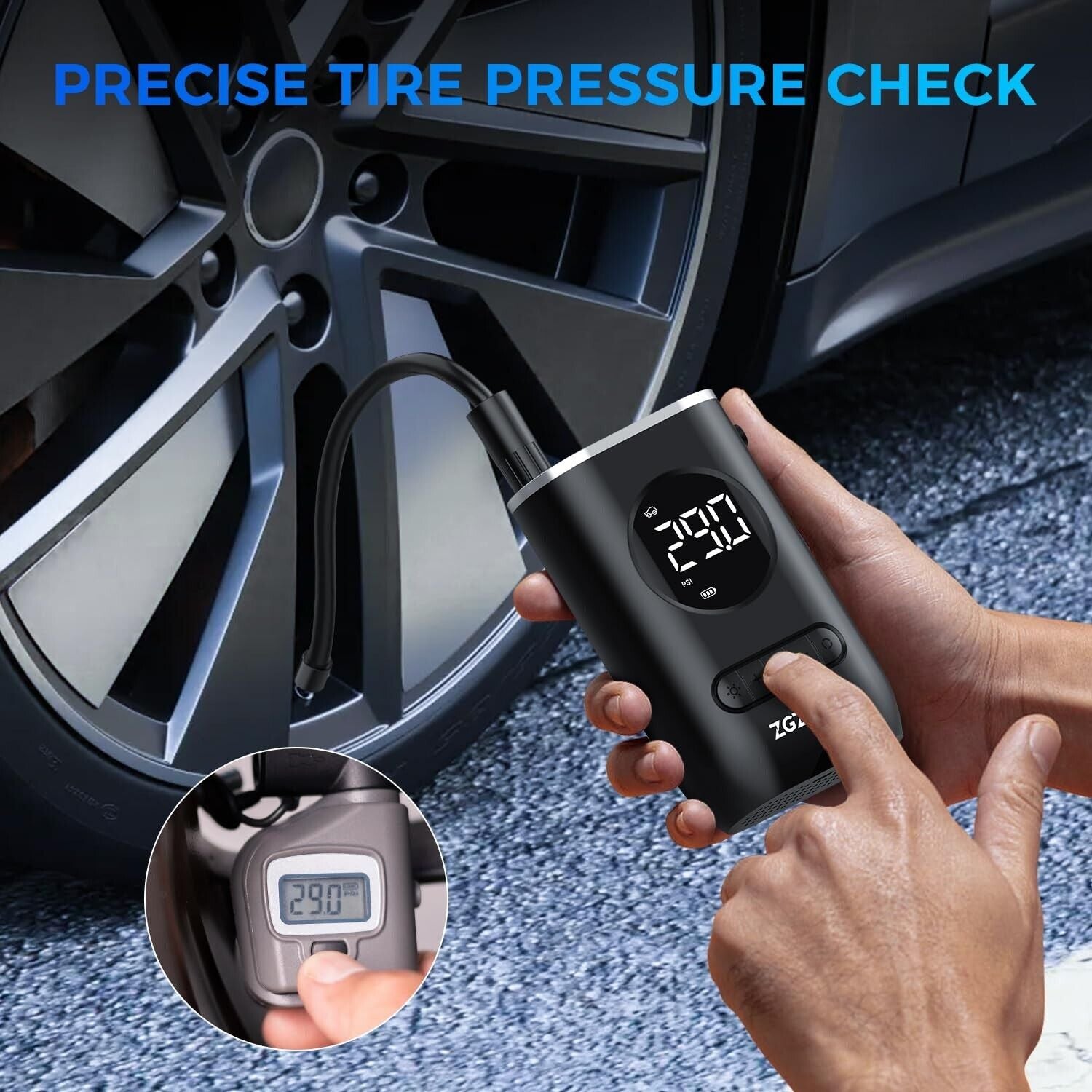 Tire Inflator Portable Air Compressor - 150PSI Cordless Air Pump for Car Tire...
