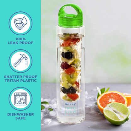 Infusion Fruit Infuser Water Bottle - BPA Free Insulated Water Bottle, Reusable Water Bottle with Fruit Infuser, Easy-To-Clean Gym Accessories for Women, Sports Water Bottle, Savvy Outdoors