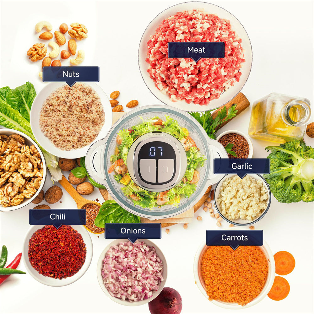 [EU Direct]  Mini Electric Food Chopper 300W Food Processors with 2 Bowls, Meat Grinder 4 Bi-Level Blades, for Baby Food, Meat, Onio Processing