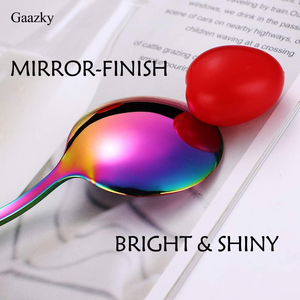 20 Pcs Rainbow Silverware Set Service for 4,Premium Colorful Stainless Steel Flatware Set,Mirror Polished Cutlery Eating Utensil Set,Include Fork Knife Spoon Set,Dishwasher Safe