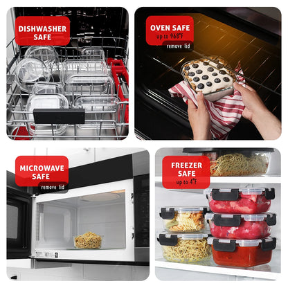 32Pc Glass Food Storage Containers with Lids, Airtight Glass Meal Prep Containers, Oven, Microwave & Freezer Safe Glass Storage Containers
