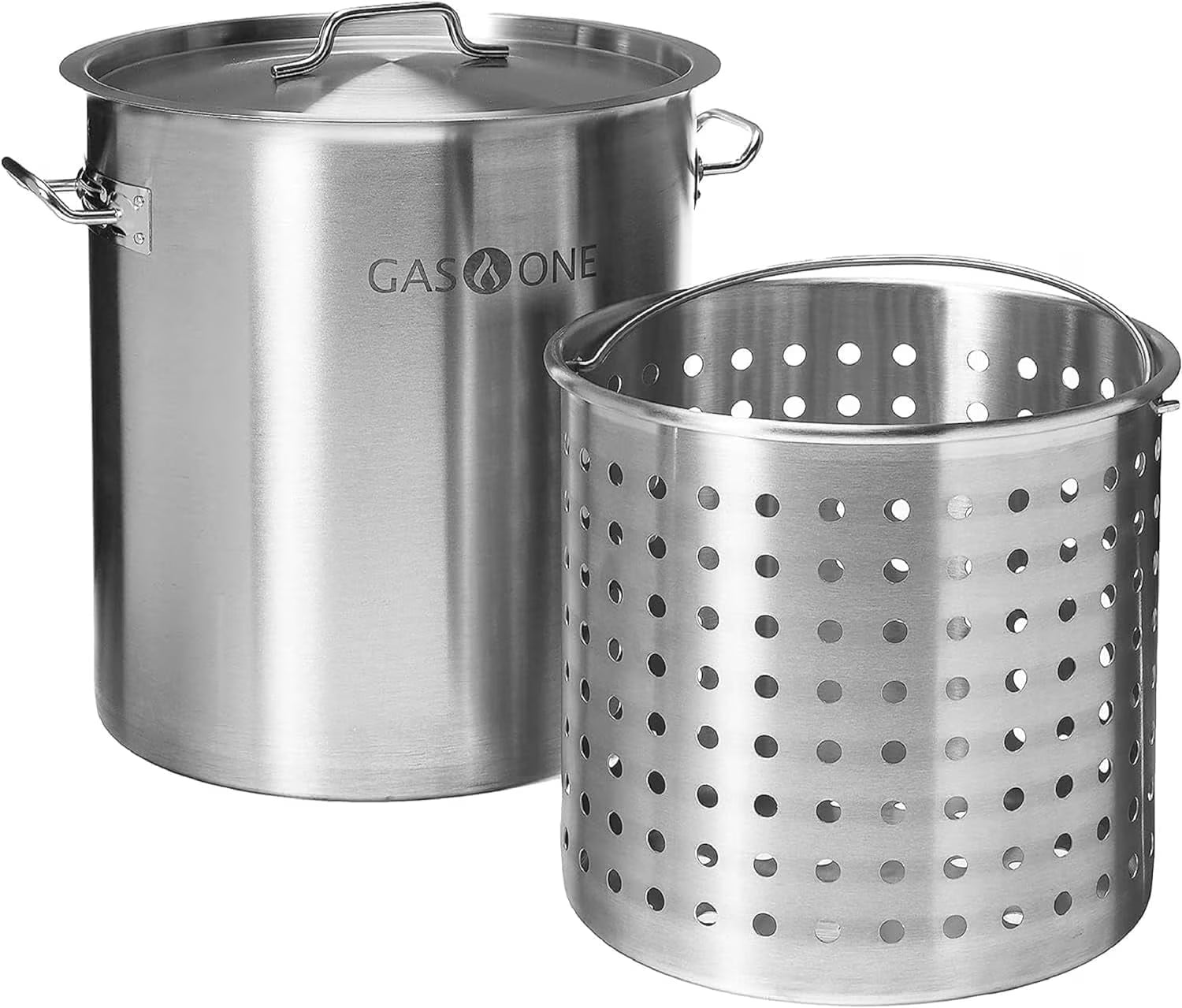 Stainless Steel Stockpot with Basket - 64Qt Stock Pot with Lid and Reinforced Bottom