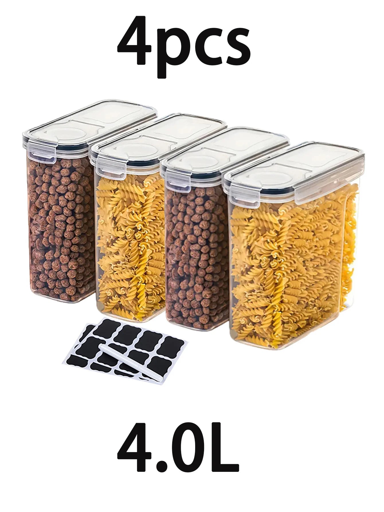 4Pcs4L Large Food Storage Containers with Lids, Airtight Food Storage Containers for Kitchen Pantry Organization and Storage