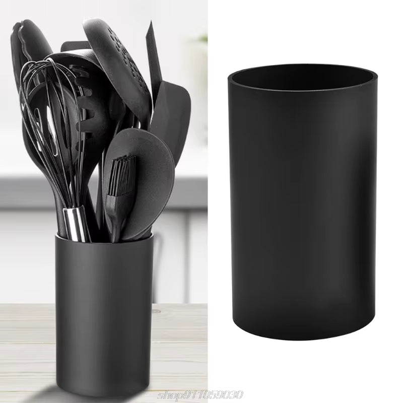Kitchen Utensil Holder Black Plastic Cylinder Storage Tableware Drying Canister Cutlery Tools J17 21 Dropship
