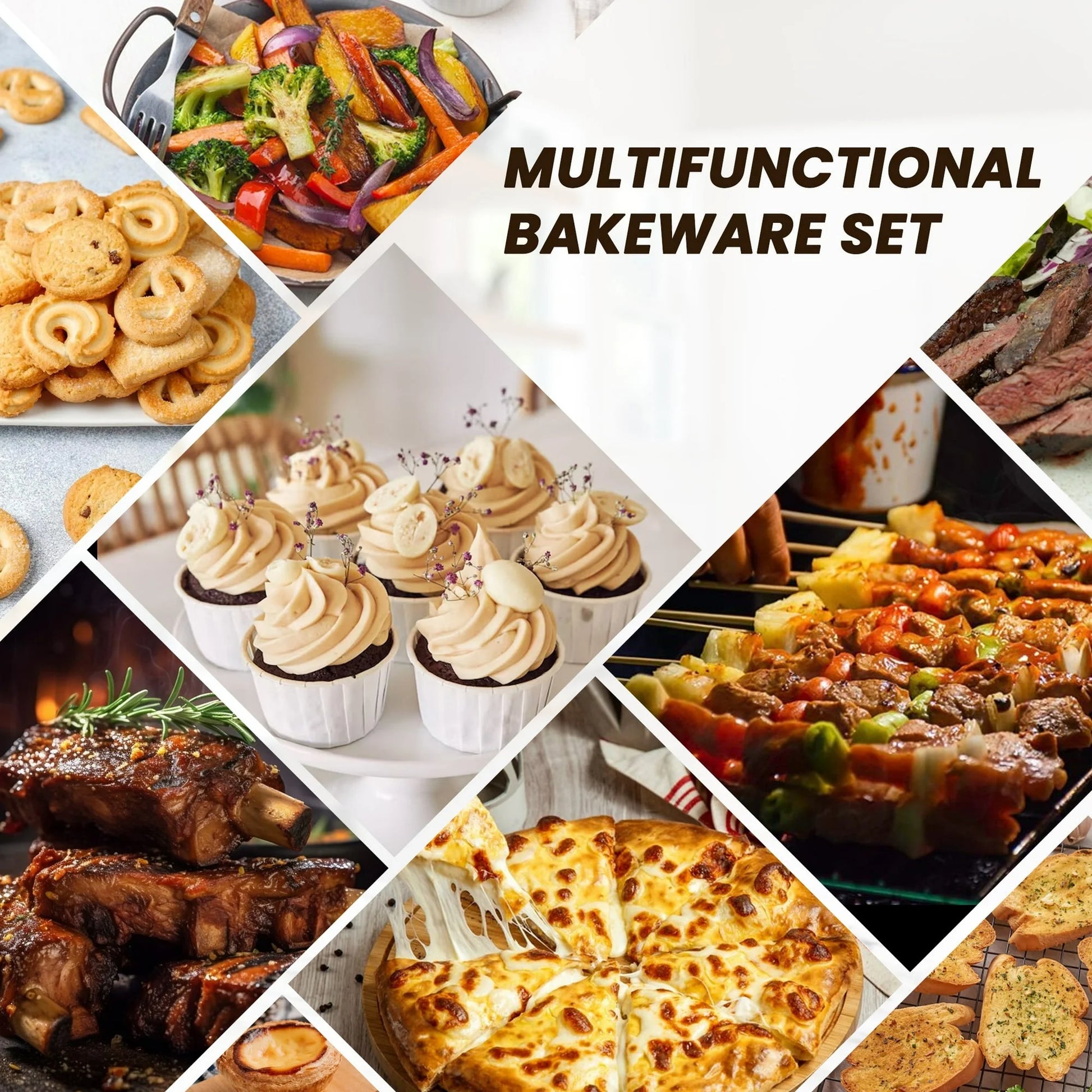Bakeware Set, 22 Pcs Carbon Steel Non-Stick Baking Pan Set, Baking Sheet for Kitchen, Muffin Pan & Cookie Sheet & Cake Pan, Oven Safe up to 446℉