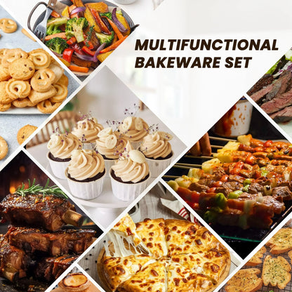 Bakeware Set, 22 Pcs Carbon Steel Non-Stick Baking Pan Set, Baking Sheet for Kitchen, Muffin Pan & Cookie Sheet & Cake Pan, Oven Safe up to 446℉