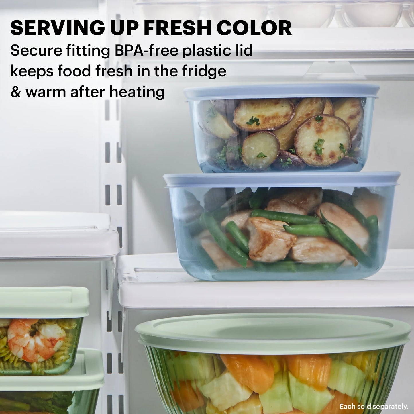 Simply Store Tinted 6-Piece round Glass Storage Set with 2C/4C/7C and Airtight Lids, Blue