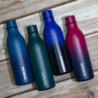 Insulated Water Bottles with Strap,18Oz Stainless Steel Metal Flask,Indigo Black