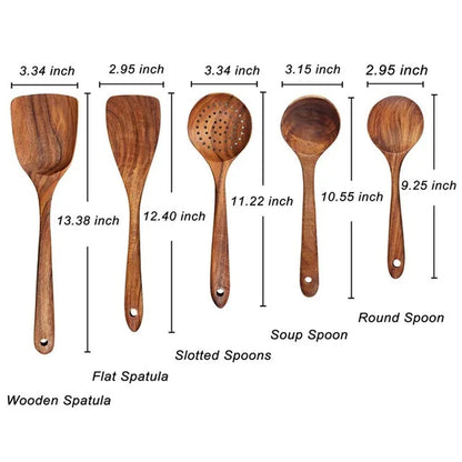 1-10 PC Wooden Cooking Spoons Smooth Teak Wooden Cooking Utensils Non-Stick Wooden Cooking Utensils – Wooden Spoons Set
