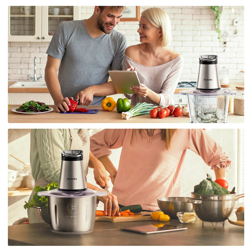 [EU Direct]  Mini Electric Food Chopper 300W Food Processors with 2 Bowls, Meat Grinder 4 Bi-Level Blades, for Baby Food, Meat, Onio Processing