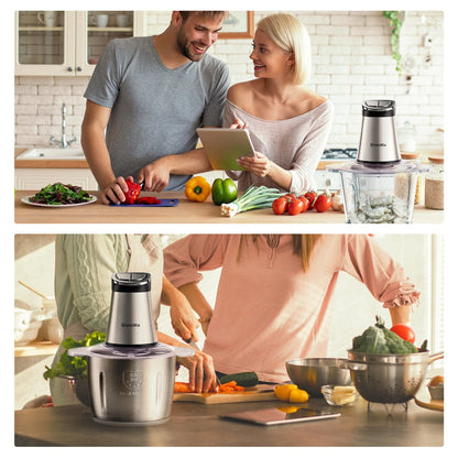 [EU Direct]  Mini Electric Food Chopper 300W Food Processors with 2 Bowls, Meat Grinder 4 Bi-Level Blades, for Baby Food, Meat, Onio Processing