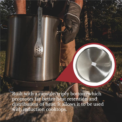 Stainless Steel Stockpot with Basket - 64Qt Stock Pot with Lid and Reinforced Bottom