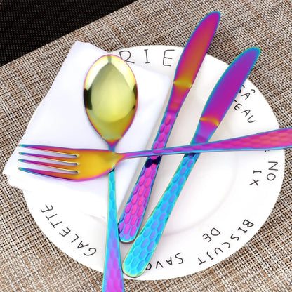 Rainbow Silverware Set,  30-Piece Rainbow Flatware Set for 6, Include Dinner Knives,Dinner Forks,Dinner Spoons,Salad Forks,Teaspoons, Multicolor Elegant Gift