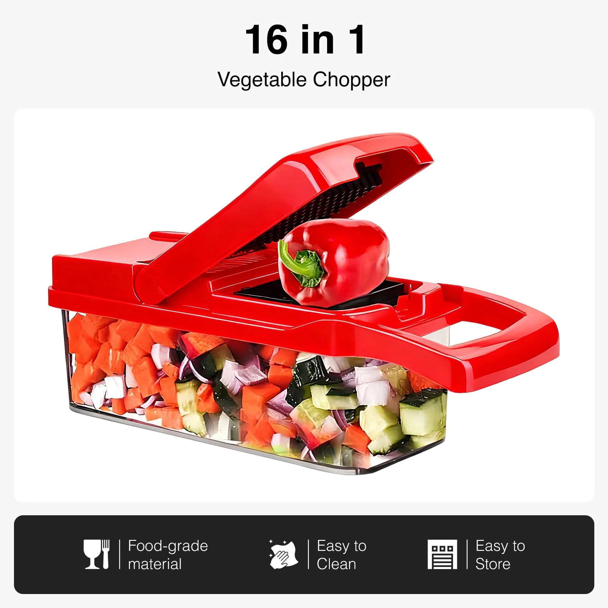 Vegetable Chopper Slicer Onion Dicer, Multi 22-In-1 Veggie Mandoline Food Cutter for Tomato Fruit with Lemon Squeezer, E-Recipe, 11 Blades, Egg Separator & Slicer, Container