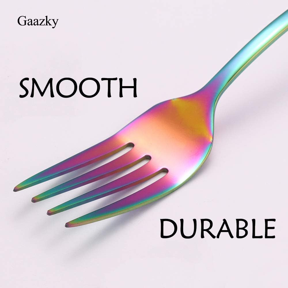 20 Pcs Rainbow Silverware Set Service for 4,Premium Colorful Stainless Steel Flatware Set,Mirror Polished Cutlery Eating Utensil Set,Include Fork Knife Spoon Set,Dishwasher Safe