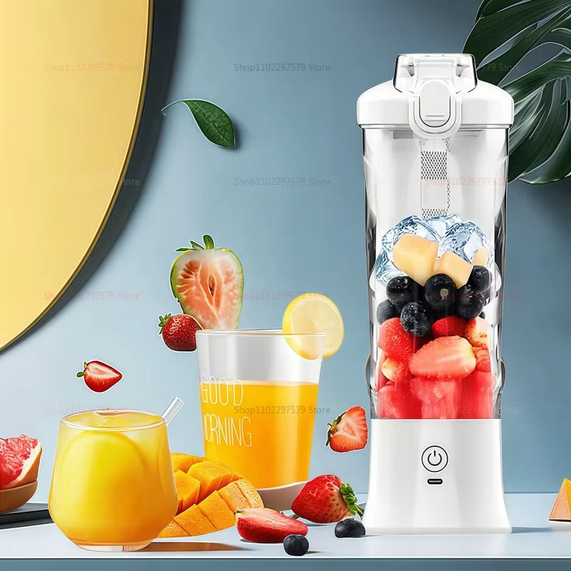 Portable Multifunction Mixer USB Rechargeable Electric Juicer 600Ml Quick Crushing Mixer 2000Mah for Milkshakes and Juice