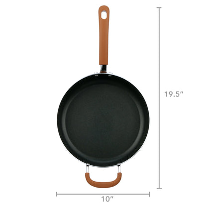 17 Piece Non-Stick Cookware Set, Pots & Pans with Foldable Knob, Space Saving, Stackable, Nylon Tools Set, Induction Base, Brown