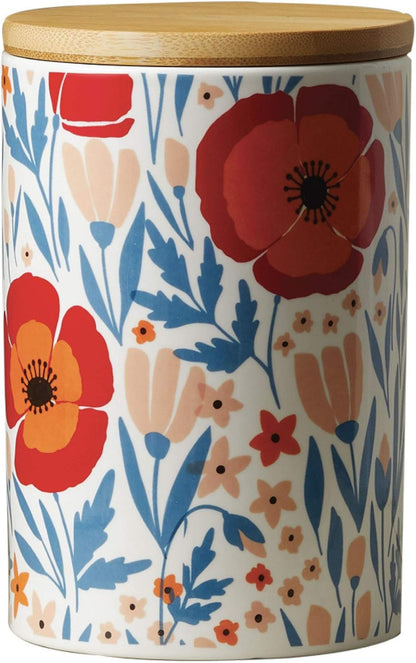 Latter-Day Home Floral Kitchen Canister - Accessories and Decorations - Canisters for Kitchen Counter - Flour and Sugar Containers, 4.25'’X 4.25’’X 6.5''