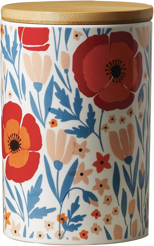Latter-Day Home Floral Kitchen Canister - Accessories and Decorations - Canisters for Kitchen Counter - Flour and Sugar Containers, 4.25'’X 4.25’’X 6.5''