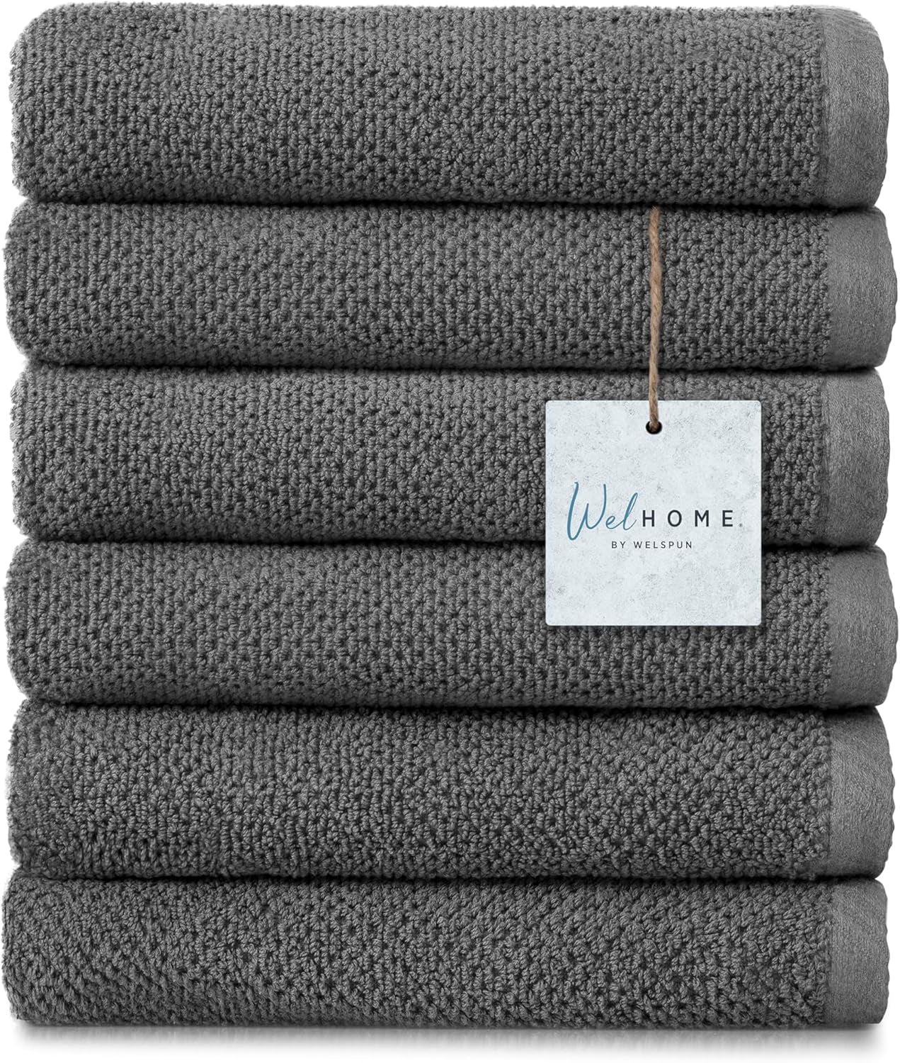 Franklin 100% Cotton Popcorn Textured Towel Set - 6 Piece 600 GSM, Soft & Plush, 2 Bath Towels, 2 Hand Towels, 2 Washcloths, Dark Gray