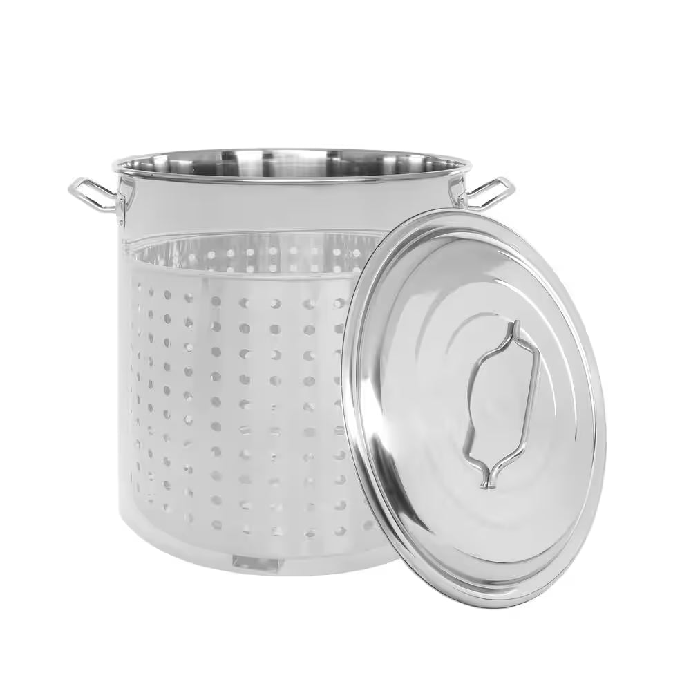 120 Quarts Stainless Steel Stock Pot with Steamer Basket