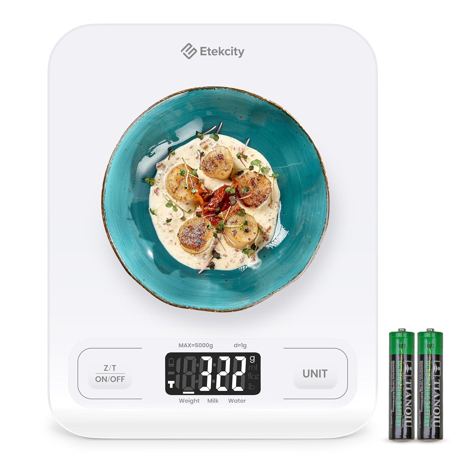 Food Kitchen Scale, Digital Grams and Ounces for Weight Loss, Baking, Cooking, Keto and Meal Prep, LCD Display, Medium, 304 Stainless Steel