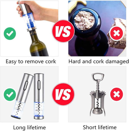 Electric Wine Opener, Automatic Electric Wine Bottle Corkscrew Opener with Foil Cutter, Stainless Steel Rechargeable Opener with Cutter for Home, Restaurant, Waiters, Bartenders and as Gift