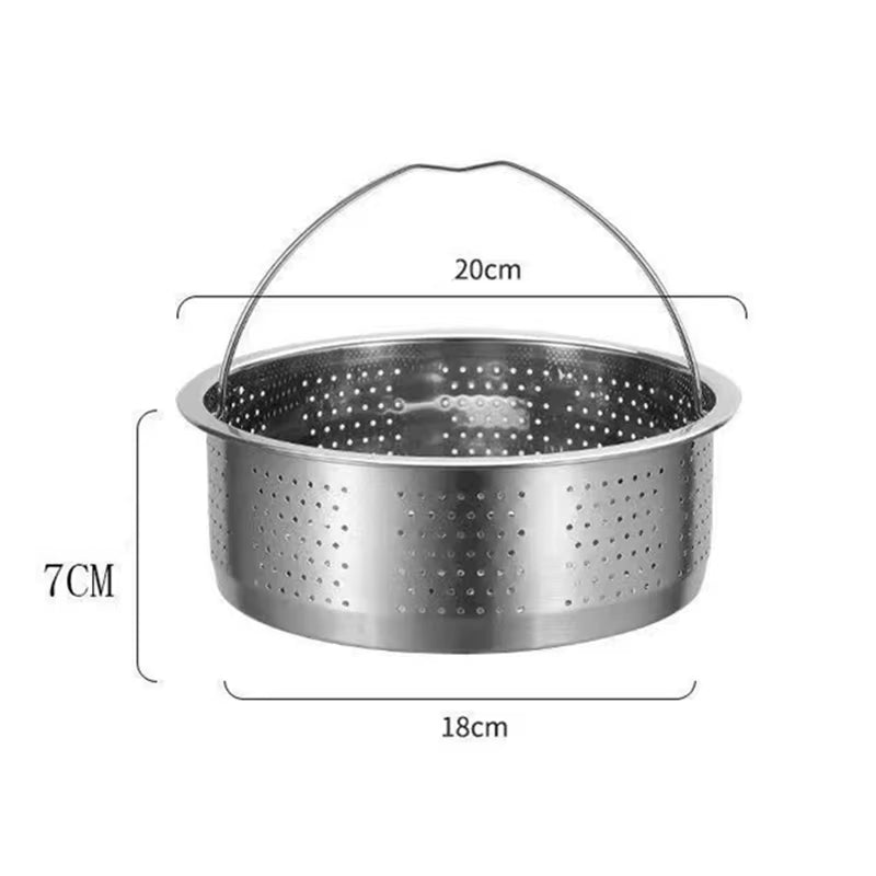 Stainless Steel Food Steamer Basket with Silicone Handle Rice Pressure Cooker Steaming Grid Drain Drainer Cooking Utensils