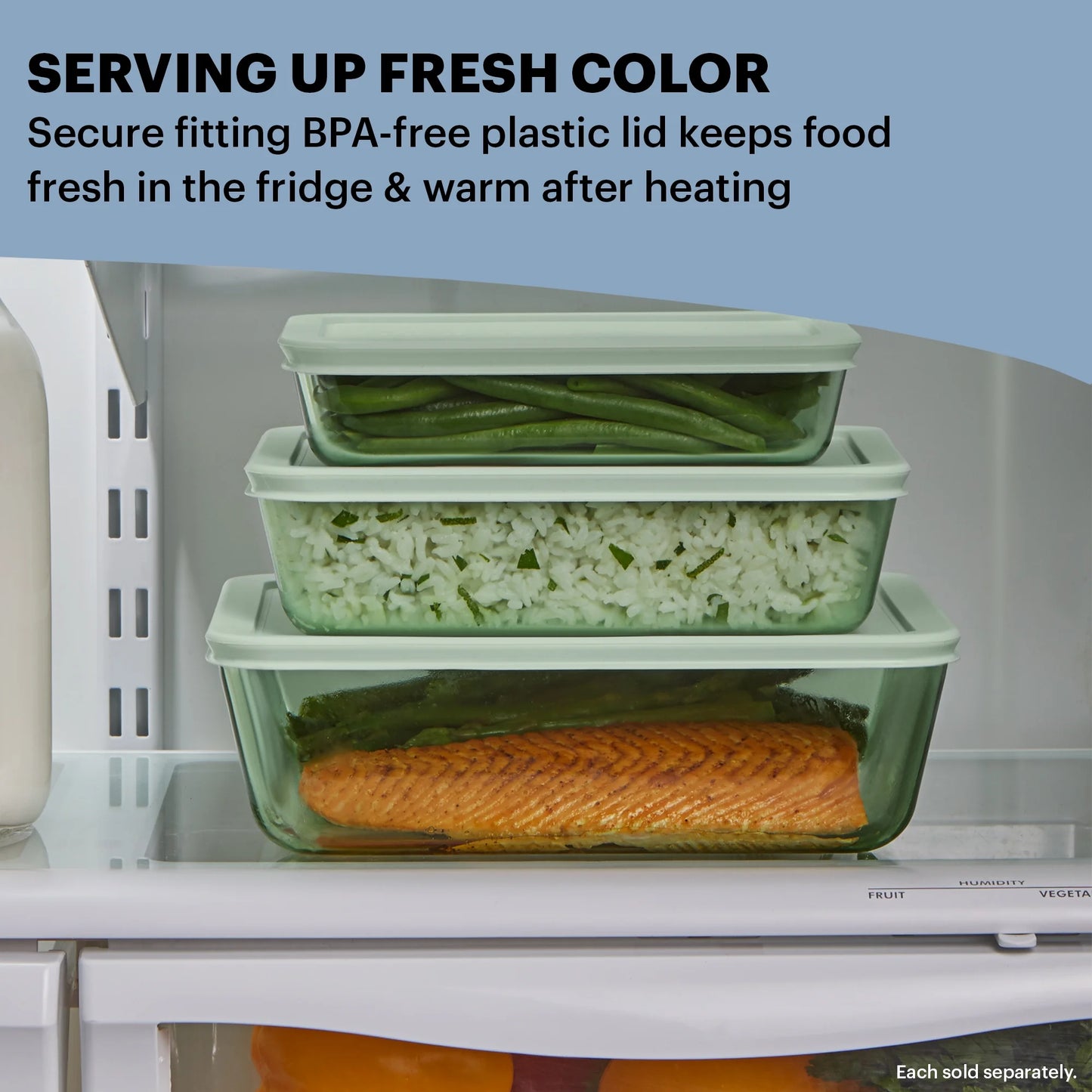 Simply Store Tinted 4-Piece Rectangle Glass Storage Set with 6C/11C Containers and Airtight Lids, Green