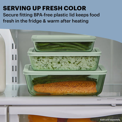 Simply Store Tinted 4-Piece Rectangle Glass Storage Set with 6C/11C Containers and Airtight Lids, Green