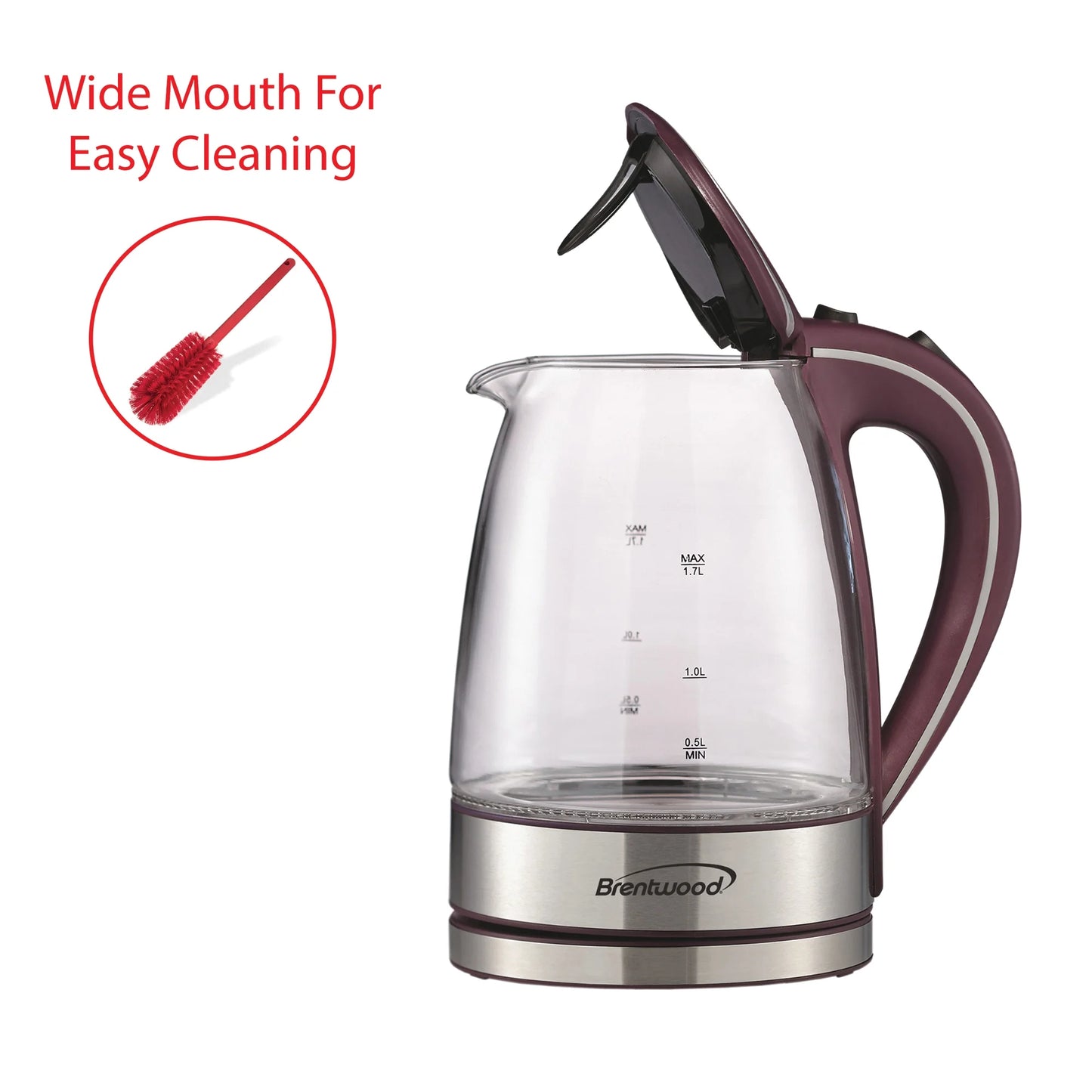 Tempered Glass Tea Kettles, 1.7-Liter, Purple