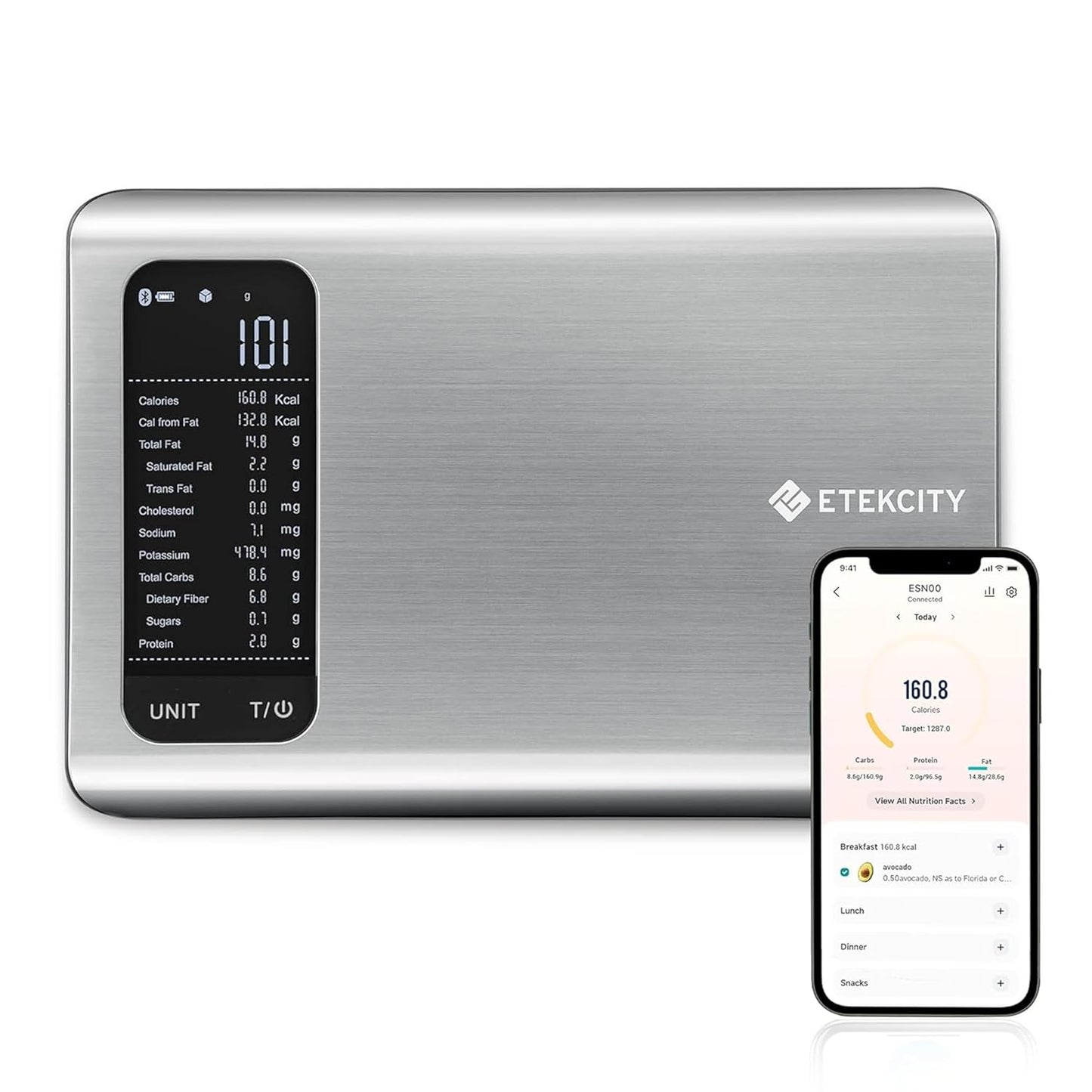 Food Kitchen Scale, Digital Grams and Ounces for Weight Loss, Baking, Cooking, Keto and Meal Prep, LCD Display, Medium, 304 Stainless Steel