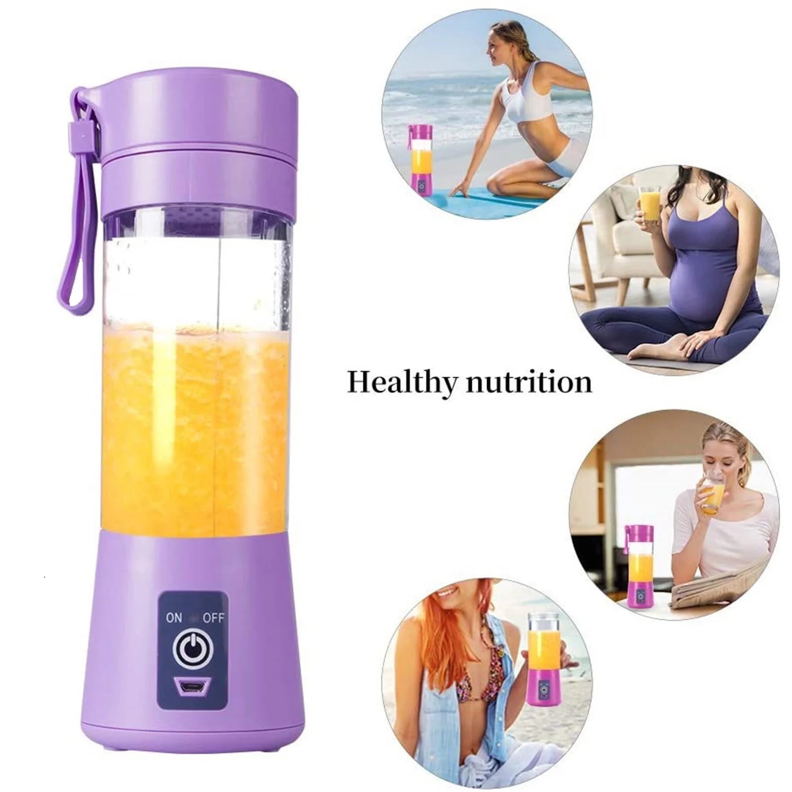 Portable Blenders Individual Juicer for Shakes Fruit Juicer USB Rechargeable with 6 Blades Handheld Blenders for Sports Travel and Outdoors
