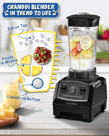 Professional Blender,1500 Watt Commercial Blenders for Kitchen with 70Oz Capacity and Self-Cleaning, Classic Blenders for Shakes and Smoothies, Build-In Pulse, YL-010-B