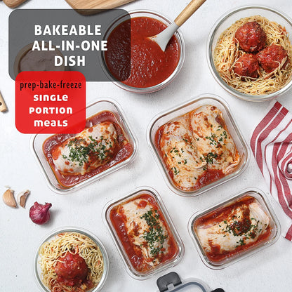 32Pc Glass Food Storage Containers with Lids, Airtight Glass Meal Prep Containers, Oven, Microwave & Freezer Safe Glass Storage Containers