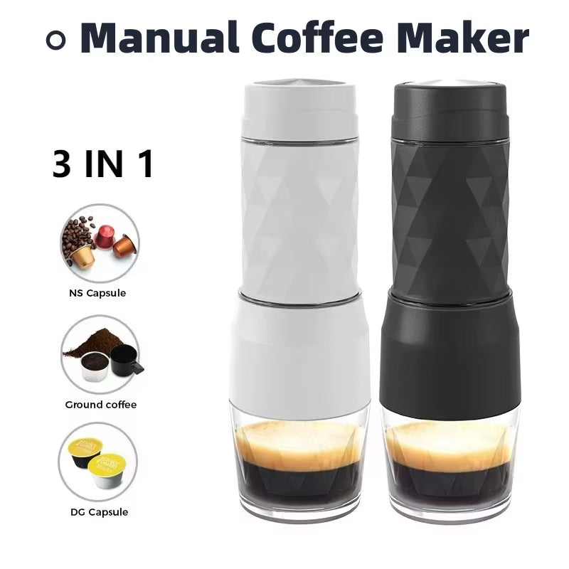 Portable Manual Coffee Machine 3In1 Italian Capsule Coffee Machine Outdoor Travel Hand Pressure Coffee Pot Capsules Coffee Maker