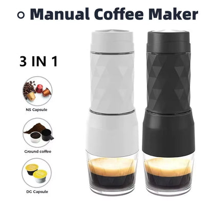 Portable Manual Coffee Machine 3In1 Italian Capsule Coffee Machine Outdoor Travel Hand Pressure Coffee Pot Capsules Coffee Maker