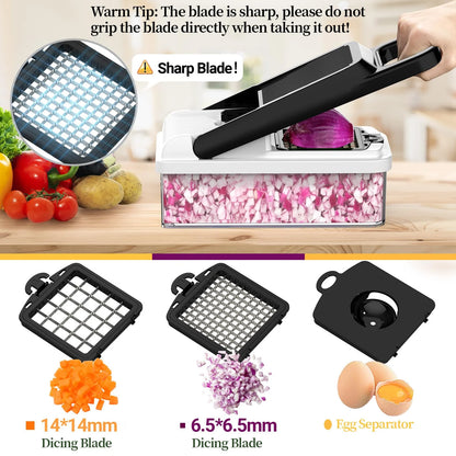 10-In-1, 8 Blade Vegetable Chopper, Mandoline Slicer, Food Chopper with Container, Fruit Slicer, Kitchen Gadgets & Accessories, Home Essentials