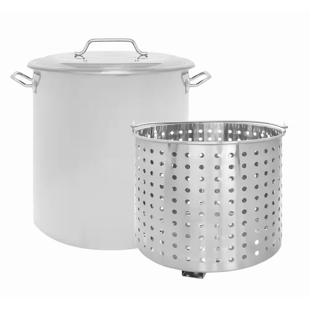 120 Quarts Stainless Steel Stock Pot with Steamer Basket